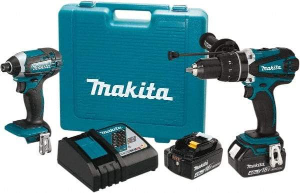 Makita - 18 Volt Cordless Tool Combination Kit - Includes 1/2" Hammer Drill/Driver & Impact Driver, Lithium-Ion Battery Included - Apex Tool & Supply