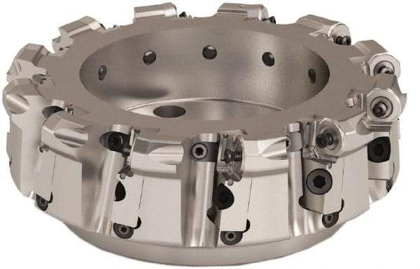 Seco - 200mm Cut Diam, 6mm Max Depth, 2.3622" Arbor Hole, 12 Inserts, ONMU09 Insert Style, Indexable Copy Face Mill - L220.48 Cutter Style, 3.1496 High, Series Doubleoctomill - Apex Tool & Supply