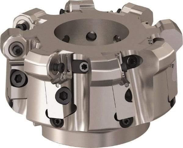 Seco - 125mm Cut Diam, 6mm Max Depth, 1.5748" Arbor Hole, 8 Inserts, ONMU09 Insert Style, Indexable Copy Face Mill - R220.48 Cutter Style, 3.1496 High, Series Doubleoctomill - Apex Tool & Supply