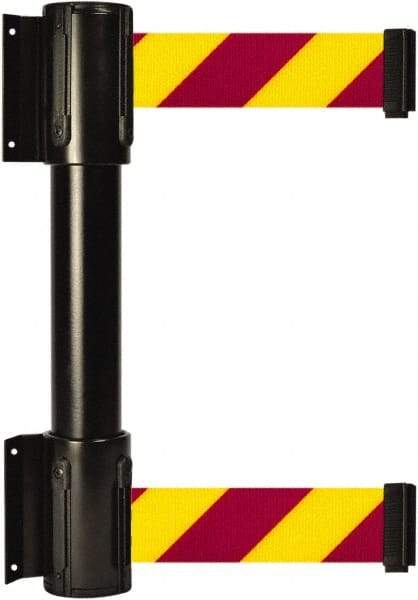 Tensator - 16.64" High x 156" Long x 3" Wide Barrier Dual Line Wall Mount - Steel, Black Powdercoat Finish, Black, Use with 898 Wall Receiver - Apex Tool & Supply