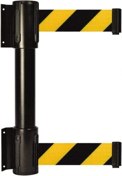 Tensator - 16.64" High x 156" Long x 3" Wide Barrier Dual Line Wall Mount - Steel, Black Powdercoat Finish, Black, Use with 898 Wall Receiver - Apex Tool & Supply