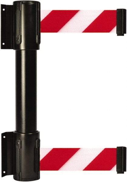 Tensator - 16.64" High x 89" Long x 3" Wide Barrier Dual Line Wall Mount - Steel, Black Powdercoat Finish, Black, Use with 898 Wall Receiver - Apex Tool & Supply
