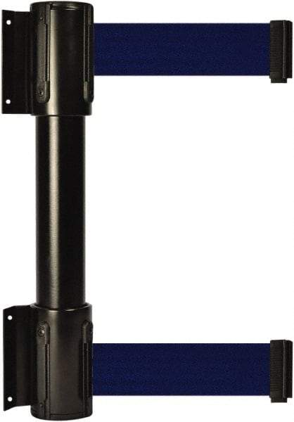 Tensator - 16.64" High x 156" Long x 3" Wide Barrier Dual Line Wall Mount - Steel, Black Powdercoat Finish, Black, Use with 898 Wall Receiver - Apex Tool & Supply