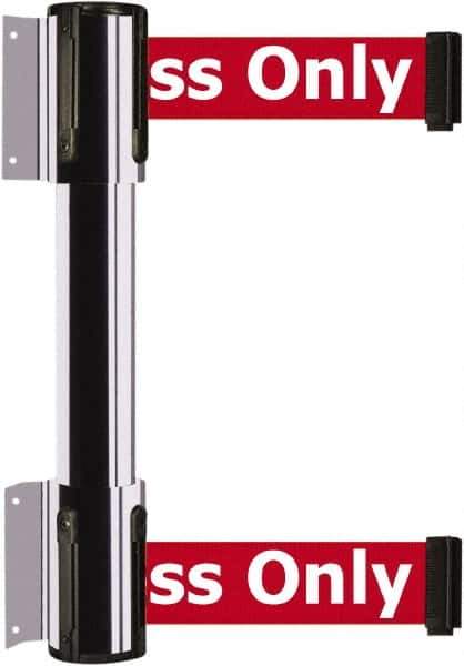 Tensator - 16.64" High x 89" Long x 3" Wide Barrier Dual Line Wall Mount - Steel, Polished Chrome Finish, Polished Chrome, Use with 898 Wall Receiver - Apex Tool & Supply
