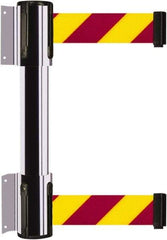 Tensator - 16.64" High x 156" Long x 3" Wide Barrier Dual Line Wall Mount - Steel, Polished Chrome Finish, Polished Chrome, Use with 898 Wall Receiver - Apex Tool & Supply