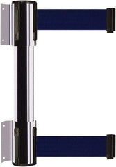 Tensator - 16.64" High x 89" Long x 3" Wide Barrier Dual Line Wall Mount - Steel, Polished Chrome Finish, Polished Chrome, Use with 898 Wall Receiver - Apex Tool & Supply