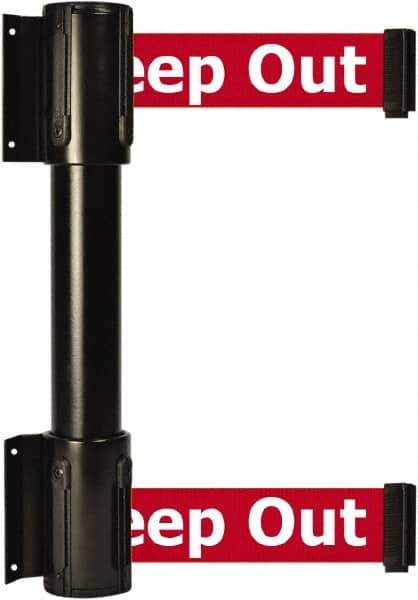 Tensator - 16.64" High x 89" Long x 3" Wide Barrier Dual Line Wall Mount - Steel, Black Powdercoat Finish, Black, Use with 898 Wall Receiver - Apex Tool & Supply