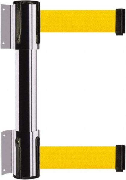 Tensator - 16.64" High x 89" Long x 3" Wide Barrier Dual Line Wall Mount - Steel, Polished Chrome Finish, Polished Chrome, Use with 898 Wall Receiver - Apex Tool & Supply