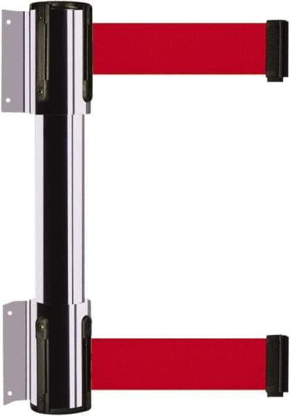 Tensator - 16.64" High x 156" Long x 3" Wide Barrier Dual Line Wall Mount - Steel, Polished Chrome Finish, Polished Chrome, Use with 898 Wall Receiver - Apex Tool & Supply