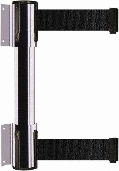 Tensator - 16.64" High x 89" Long x 3" Wide Barrier Dual Line Wall Mount - Steel, Polished Chrome Finish, Polished Chrome, Use with 898 Wall Receiver - Apex Tool & Supply
