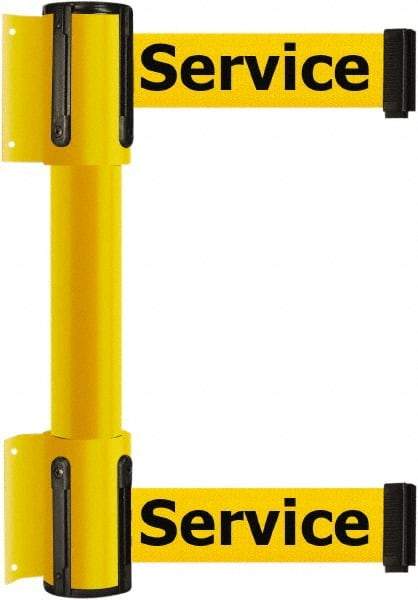 Tensator - 16.64" High x 89" Long x 3" Wide Barrier Dual Line Wall Mount - Steel, Yellow Powdercoat Finish, Yellow, Use with 898 Wall Receiver - Apex Tool & Supply