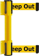 Tensator - 16.64" High x 89" Long x 3" Wide Barrier Dual Line Wall Mount - Steel, Yellow Powdercoat Finish, Yellow, Use with 898 Wall Receiver - Apex Tool & Supply