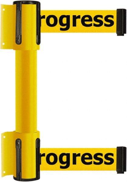 Tensator - 16.64" High x 156" Long x 3" Wide Barrier Dual Line Wall Mount - Steel, Yellow Powdercoat Finish, Yellow, Use with 898 Wall Receiver - Apex Tool & Supply
