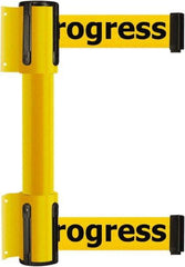Tensator - 16.64" High x 156" Long x 3" Wide Barrier Dual Line Wall Mount - Steel, Yellow Powdercoat Finish, Yellow, Use with 898 Wall Receiver - Apex Tool & Supply