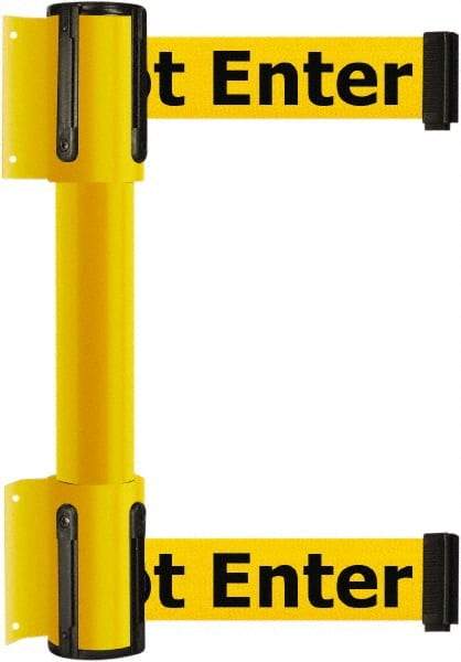 Tensator - 16.64" High x 156" Long x 3" Wide Barrier Dual Line Wall Mount - Steel, Yellow Powdercoat Finish, Yellow, Use with 898 Wall Receiver - Apex Tool & Supply