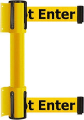 Tensator - 16.64" High x 89" Long x 3" Wide Barrier Dual Line Wall Mount - Steel, Yellow Powdercoat Finish, Yellow, Use with 898 Wall Receiver - Apex Tool & Supply