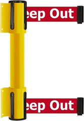 Tensator - 16.64" High x 89" Long x 3" Wide Barrier Dual Line Wall Mount - Steel, Yellow Powdercoat Finish, Yellow, Use with 898 Wall Receiver - Apex Tool & Supply