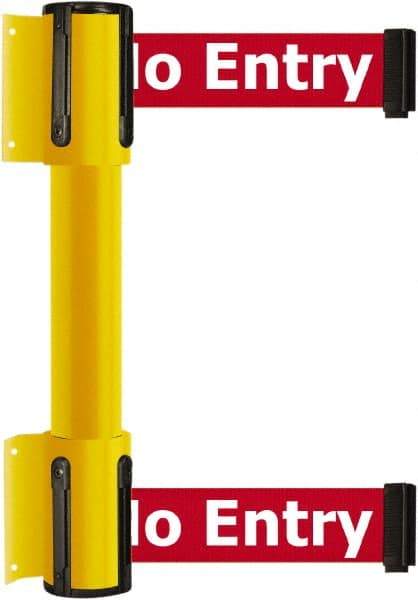 Tensator - 16.64" High x 156" Long x 3" Wide Barrier Dual Line Wall Mount - Steel, Yellow Powdercoat Finish, Yellow, Use with 898 Wall Receiver - Apex Tool & Supply