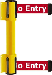 Tensator - 16.64" High x 89" Long x 3" Wide Barrier Dual Line Wall Mount - Steel, Yellow Powdercoat Finish, Yellow, Use with 898 Wall Receiver - Apex Tool & Supply