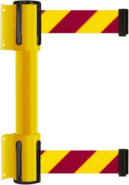 Tensator - 16.64" High x 156" Long x 3" Wide Barrier Dual Line Wall Mount - Steel, Yellow Powdercoat Finish, Yellow, Use with 898 Wall Receiver - Apex Tool & Supply