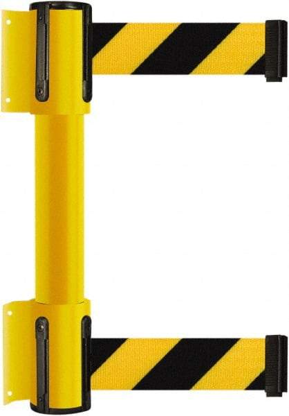 Tensator - 16.64" High x 156" Long x 3" Wide Barrier Dual Line Wall Mount - Steel, Yellow Powdercoat Finish, Yellow, Use with 898 Wall Receiver - Apex Tool & Supply