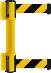 Tensator - 16.64" High x 156" Long x 3" Wide Barrier Dual Line Wall Mount - Steel, Yellow Powdercoat Finish, Yellow, Use with 898 Wall Receiver - Apex Tool & Supply