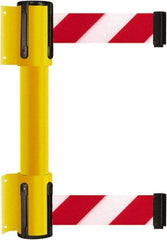 Tensator - 16.64" High x 89" Long x 3" Wide Barrier Dual Line Wall Mount - Steel, Yellow Powdercoat Finish, Yellow, Use with 898 Wall Receiver - Apex Tool & Supply