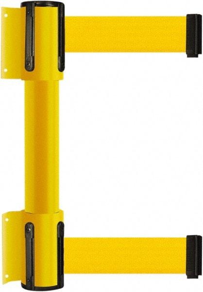 Tensator - 16.64" High x 156" Long x 3" Wide Barrier Dual Line Wall Mount - Steel, Yellow Powdercoat Finish, Yellow, Use with 898 Wall Receiver - Apex Tool & Supply
