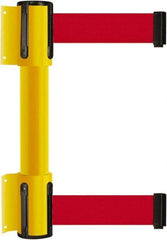 Tensator - 16.64" High x 156" Long x 3" Wide Barrier Dual Line Wall Mount - Steel, Yellow Powdercoat Finish, Yellow, Use with 898 Wall Receiver - Apex Tool & Supply