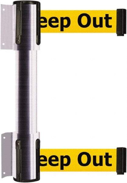 Tensator - 16.64" High x 89" Long x 3" Wide Barrier Dual Line Wall Mount - Steel, Satin Chrome Finish, Satin Chrome, Use with 898 Wall Receiver - Apex Tool & Supply