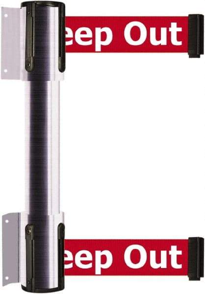 Tensator - 16.64" High x 89" Long x 3" Wide Barrier Dual Line Wall Mount - Steel, Satin Chrome Finish, Satin Chrome, Use with 898 Wall Receiver - Apex Tool & Supply