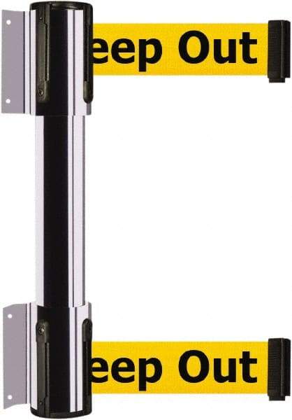 Tensator - 16.64" High x 89" Long x 3" Wide Barrier Dual Line Wall Mount - Steel, Polished Chrome Finish, Polished Chrome, Use with 898 Wall Receiver - Apex Tool & Supply