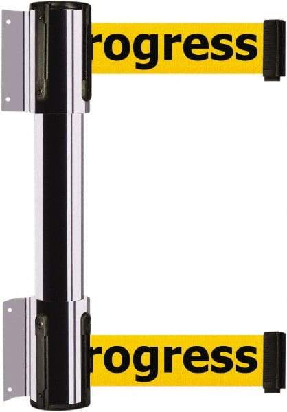 Tensator - 16.64" High x 156" Long x 3" Wide Barrier Dual Line Wall Mount - Steel, Polished Chrome Finish, Polished Chrome, Use with 898 Wall Receiver - Apex Tool & Supply