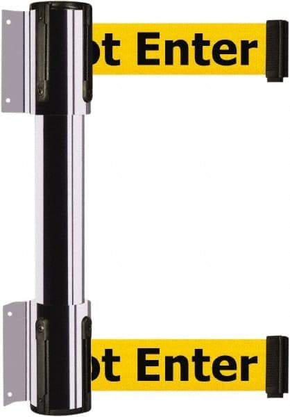 Tensator - 16.64" High x 89" Long x 3" Wide Barrier Dual Line Wall Mount - Steel, Polished Chrome Finish, Polished Chrome, Use with 898 Wall Receiver - Apex Tool & Supply