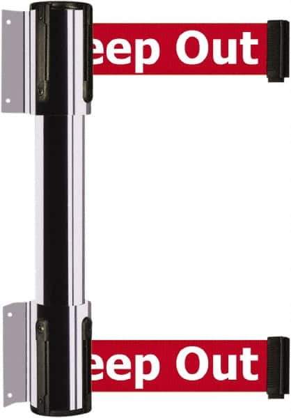 Tensator - 16.64" High x 89" Long x 3" Wide Barrier Dual Line Wall Mount - Steel, Polished Chrome Finish, Polished Chrome, Use with 898 Wall Receiver - Apex Tool & Supply