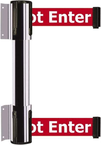 Tensator - 16.64" High x 89" Long x 3" Wide Barrier Dual Line Wall Mount - Steel, Polished Chrome Finish, Polished Chrome, Use with 898 Wall Receiver - Apex Tool & Supply