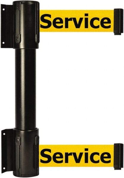 Tensator - 16.64" High x 89" Long x 3" Wide Barrier Dual Line Wall Mount - Steel, Black Powdercoat Finish, Black, Use with 898 Wall Receiver - Apex Tool & Supply