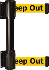 Tensator - 16.64" High x 156" Long x 3" Wide Barrier Dual Line Wall Mount - Steel, Black Powdercoat Finish, Black, Use with 898 Wall Receiver - Apex Tool & Supply