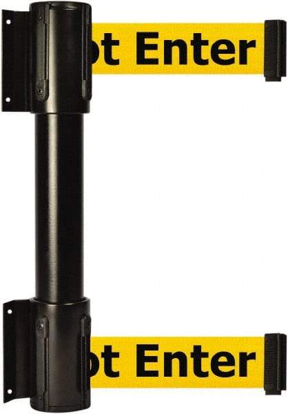 Tensator - 16.64" High x 89" Long x 3" Wide Barrier Dual Line Wall Mount - Steel, Black Powdercoat Finish, Black, Use with 898 Wall Receiver - Apex Tool & Supply
