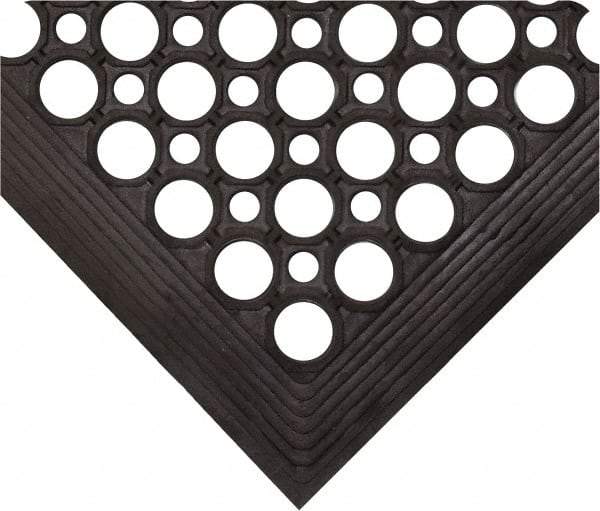 Wearwell - 10' Long x 3' Wide, Dry/Wet Environment, Anti-Fatigue Matting - Black, Natural Rubber with Rubber Base, Beveled on 4 Sides - Apex Tool & Supply