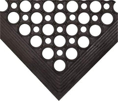 Wearwell - 5' Long x 3' Wide, Dry/Wet Environment, Anti-Fatigue Matting - Black, Natural Rubber with Rubber Base, Beveled on 4 Sides - Apex Tool & Supply