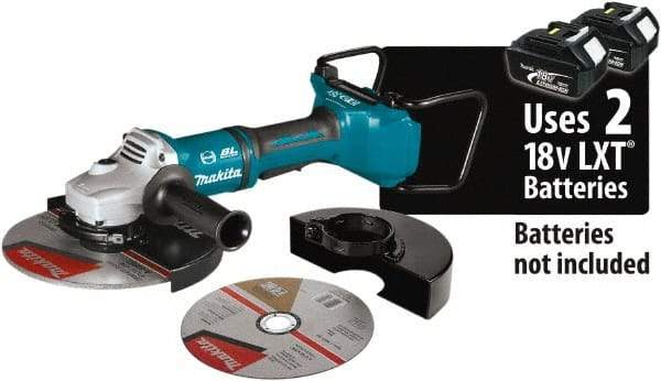 Makita - 9" Wheel Diam, 6,000 RPM, Cordless Angle & Disc Grinder - 5/8-11 Spindle, 18 Volts - Apex Tool & Supply