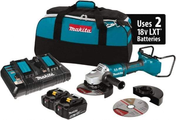 Makita - 7" Wheel Diam, 7,700 RPM, Cordless Angle & Disc Grinder - 5/8-11 Spindle, 18 Volts - Apex Tool & Supply