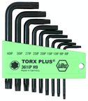 9 Piece - IP8; IP9; IP10; IP15; IP20; IP25; IP27; IP30; IP40 - Black Finish - TorxPlus L-Key Short Arm Set - Apex Tool & Supply