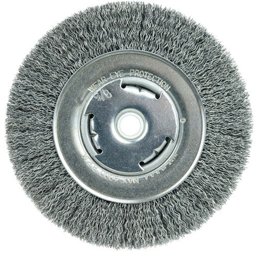Vortec Pro 6″ Crimped Wire Wheel, .014″ Steel Fill, Wide Face, 5/8″-1/2″ Arbor Hole - Apex Tool & Supply