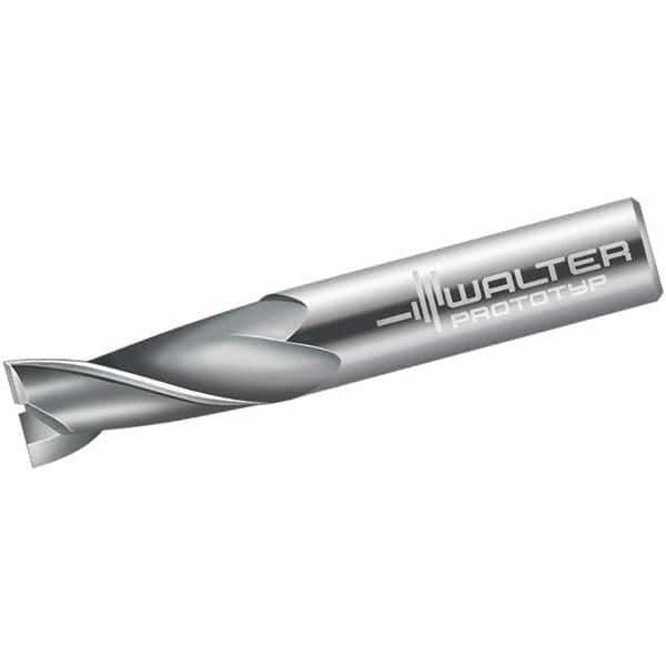 Walter-Prototyp - 7mm, 13mm LOC, 8mm Shank Diam, 63mm OAL, 2 Flute, Solid Carbide Square End Mill - Single End, Uncoated, Spiral Flute, 30° Helix, Centercutting, Right Hand Cut, Right Hand Flute - Apex Tool & Supply