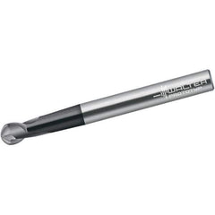 Walter-Prototyp - 6mm Diam, 7mm LOC, 2 Flute Solid Carbide Ball End Mill - TiAlN Finish, Single End, 100mm OAL, 6mm Shank Diam, Spiral Flute - Apex Tool & Supply