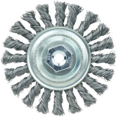 Vortec Pro 4″ Knot Wire Wheel, Standard Twist, .014″ Steel Fill, M10x1.25 Nut - Apex Tool & Supply