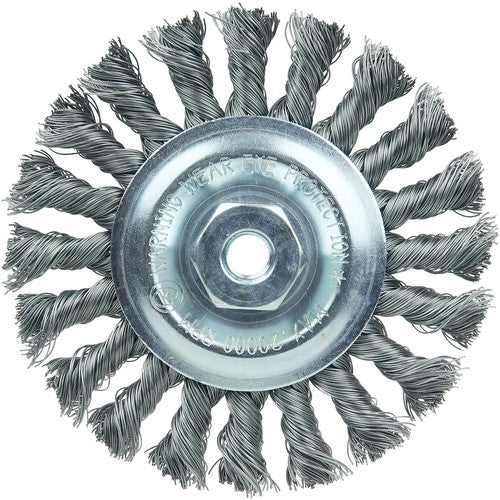 Vortec Pro 4″ Knot Wire Wheel, Standard Twist, .014″ Steel Fill, M10x1.50 Nut - Apex Tool & Supply