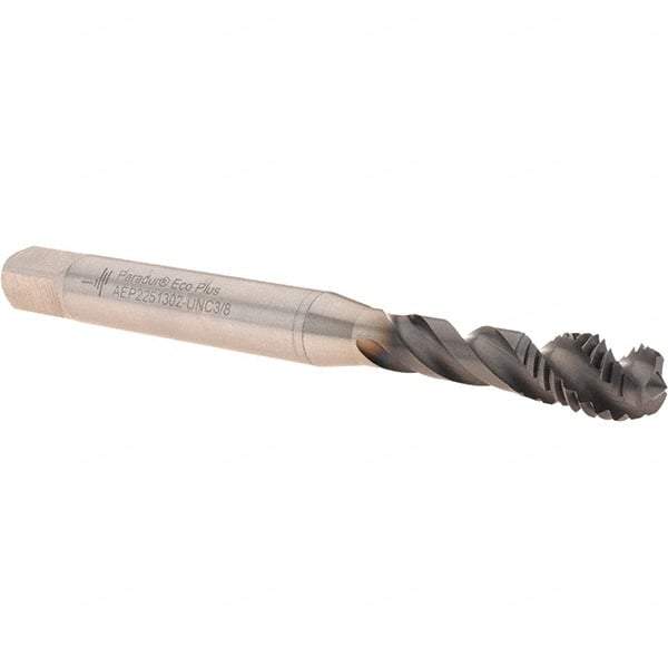 Walter-Prototyp - 3/8-16 UNC 3 Flute 2B Modified Bottoming Spiral Flute Tap - Powdered Metal, Hardlube Finish, 100mm OAL, Right Hand Flute, Right Hand Thread, Series AEP2251302 - Apex Tool & Supply